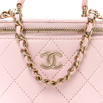 Chanel Lambskin Quilted Mini Top Handle Vanity Case With Chain Light Pink 8 of 11