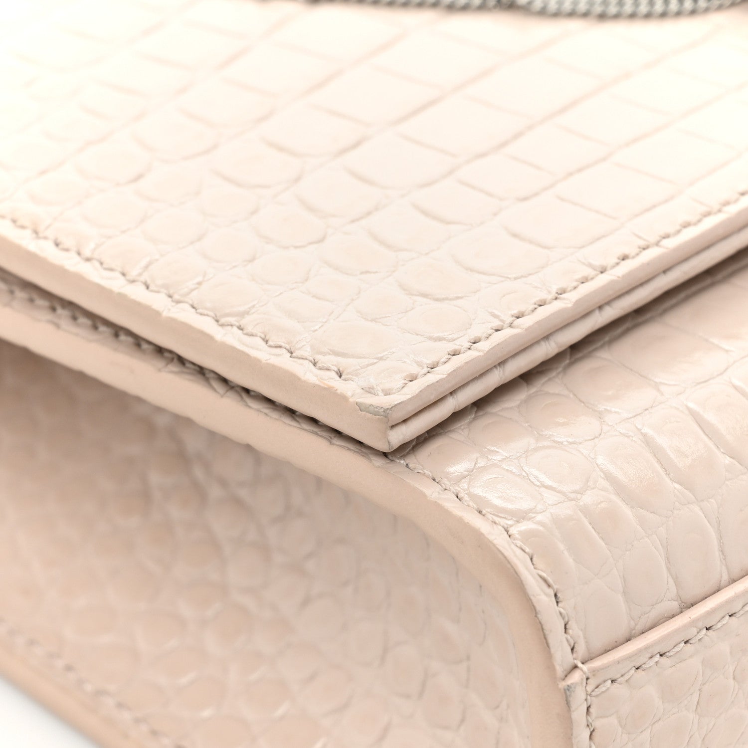 Saint Laurent Calfskin Crocodile Embossed Small Classic Monogram Kate Tassel Satchel Crema Soft 14 of 22