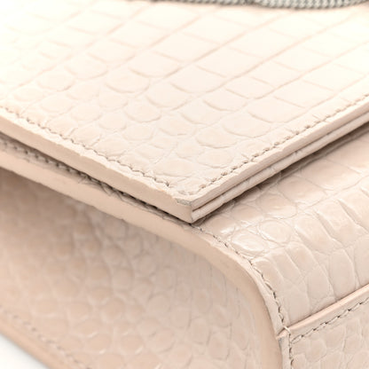 Saint Laurent Calfskin Crocodile Embossed Small Classic Monogram Kate Tassel Satchel Crema Soft 14 of 22