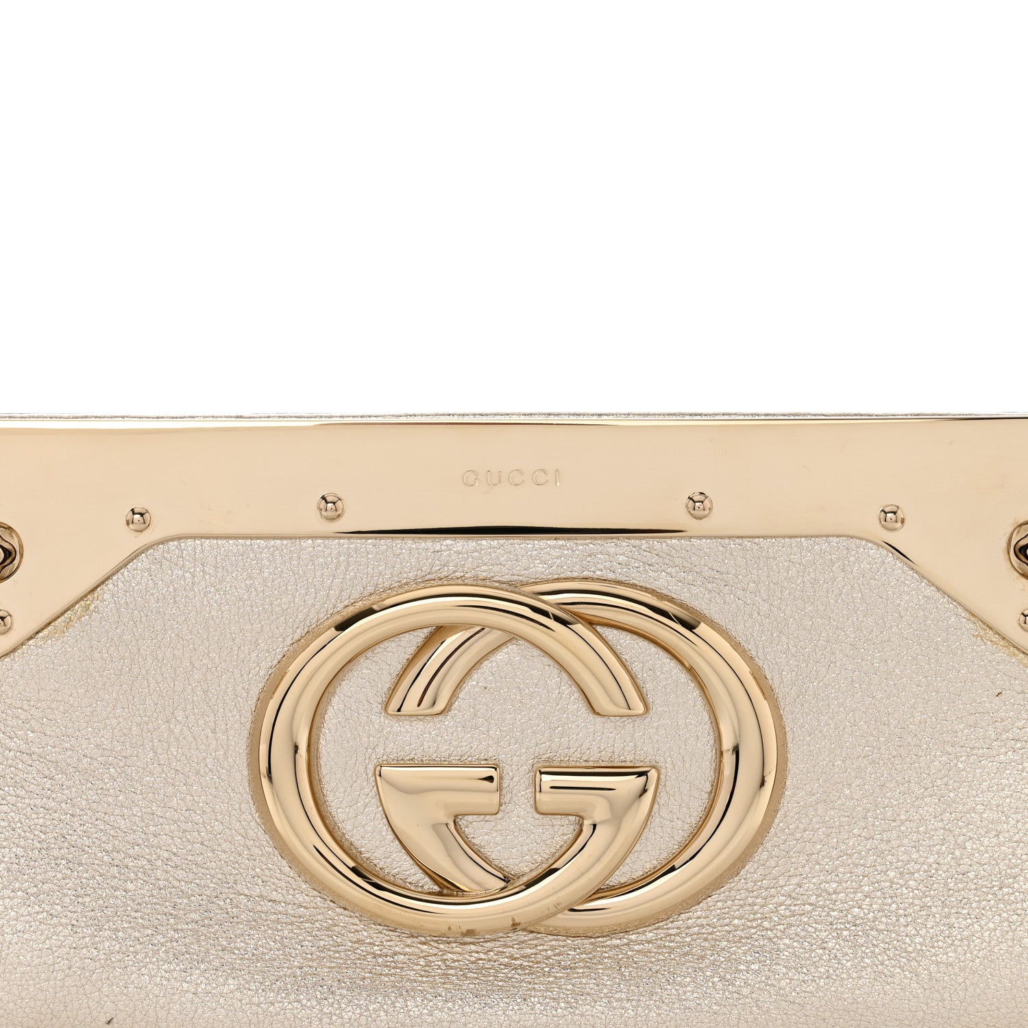 Gucci Metallic Calfskin Britt Clutch Gold 10 of 10
