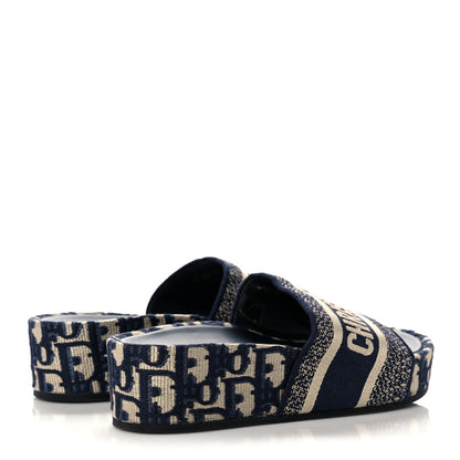 Christian Dior Oblique D-Way Platform Slide Sandals 36 Deep Blue 4 of 9
