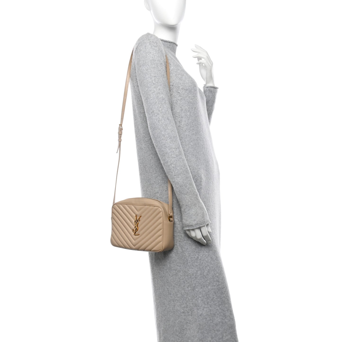 Calfskin Matelasse Monogram Lou Camera Bag Dark Beige