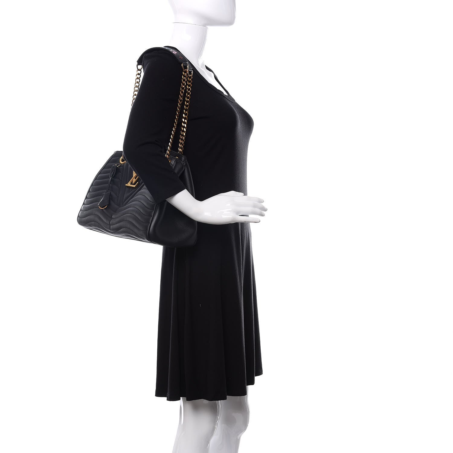 Louis Vuitton Calfskin New Wave Chain Tote Black 2 of 12