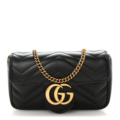 Gucci Calfskin Matelasse Super Mini GG Marmont Shoulder Bag Black 1 of 10