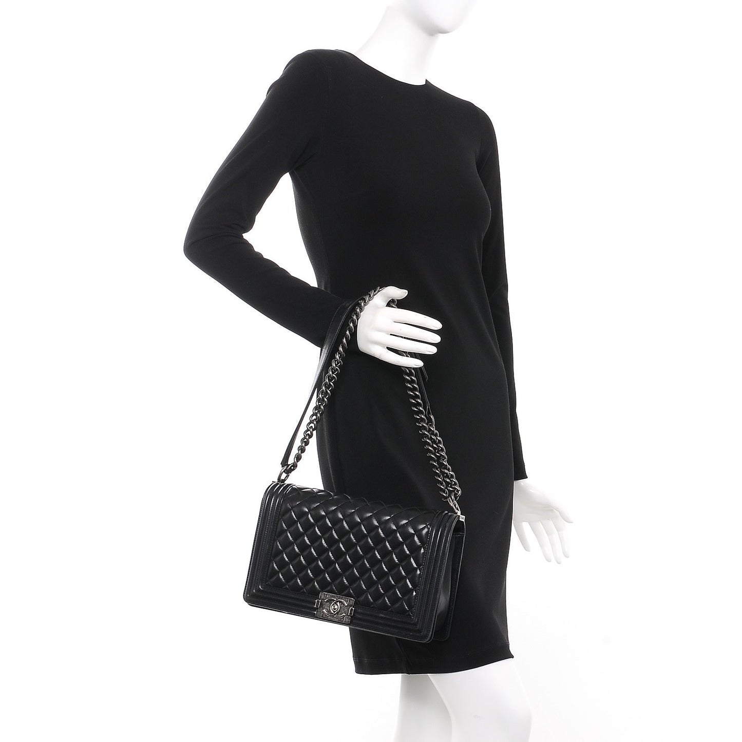 Lambskin Quilted New Medium Boy Flap Black