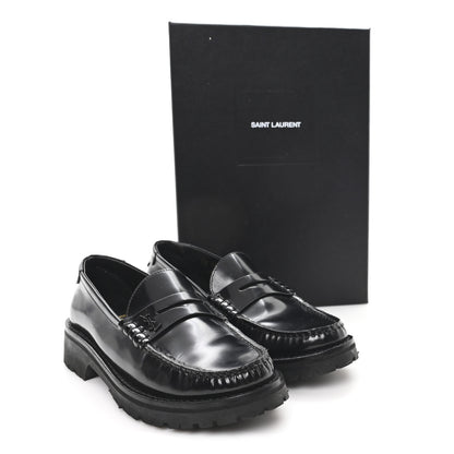 Saint Laurent Glazed Calfskin Le Loafer 15 Penny Slippers 36.5 Black 10 of 10