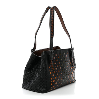 Bottega Veneta Nappa Intrecciato Perforated Small Cesta Tote Black Multicolor 3 of 10