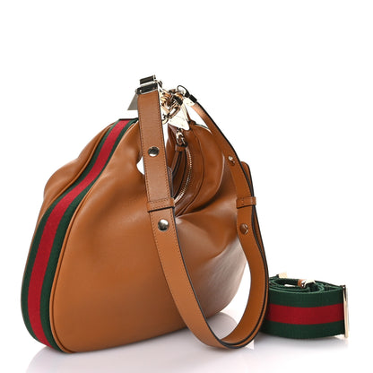 Gucci Aria Calfskin Web Large Attache Shoulder Bag Dark Orange 3 of 10