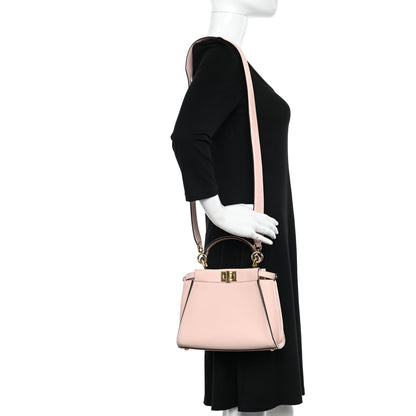 Fendi Vitello Seta Canvas FF Embroidered Mini Peekaboo Iconic Satchel Rosa Confetto 2 of 11