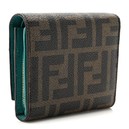 Fendi Vitello Elite Zucca Compact Wallet Tobacco Turquoise 3 of 9