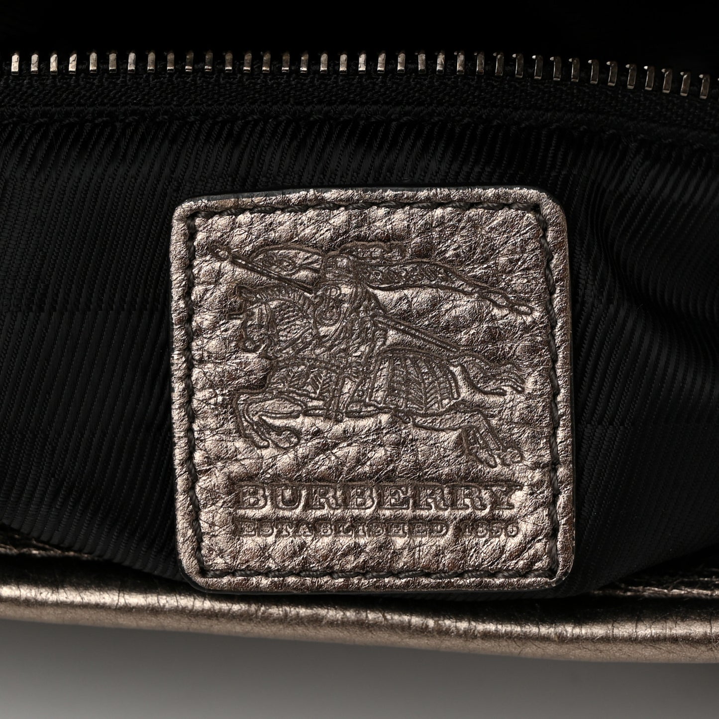Metallic Calfskin House Check Tote Pewter