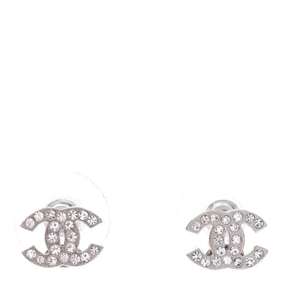 Chanel Crystal Mini Timeless CC Earrings Silver 1 of 5