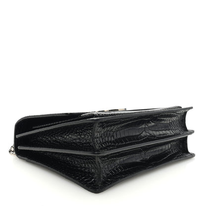 Saint Laurent SAINT LAURENT Calfskin Crocodile Embossed Large Monogram Sunset Black 4 of 8