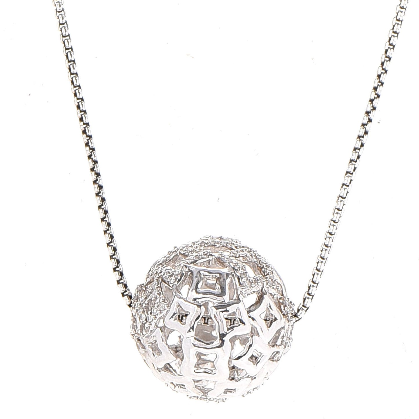 Sterling Silver Diamond Star Orb Tapestry Necklace