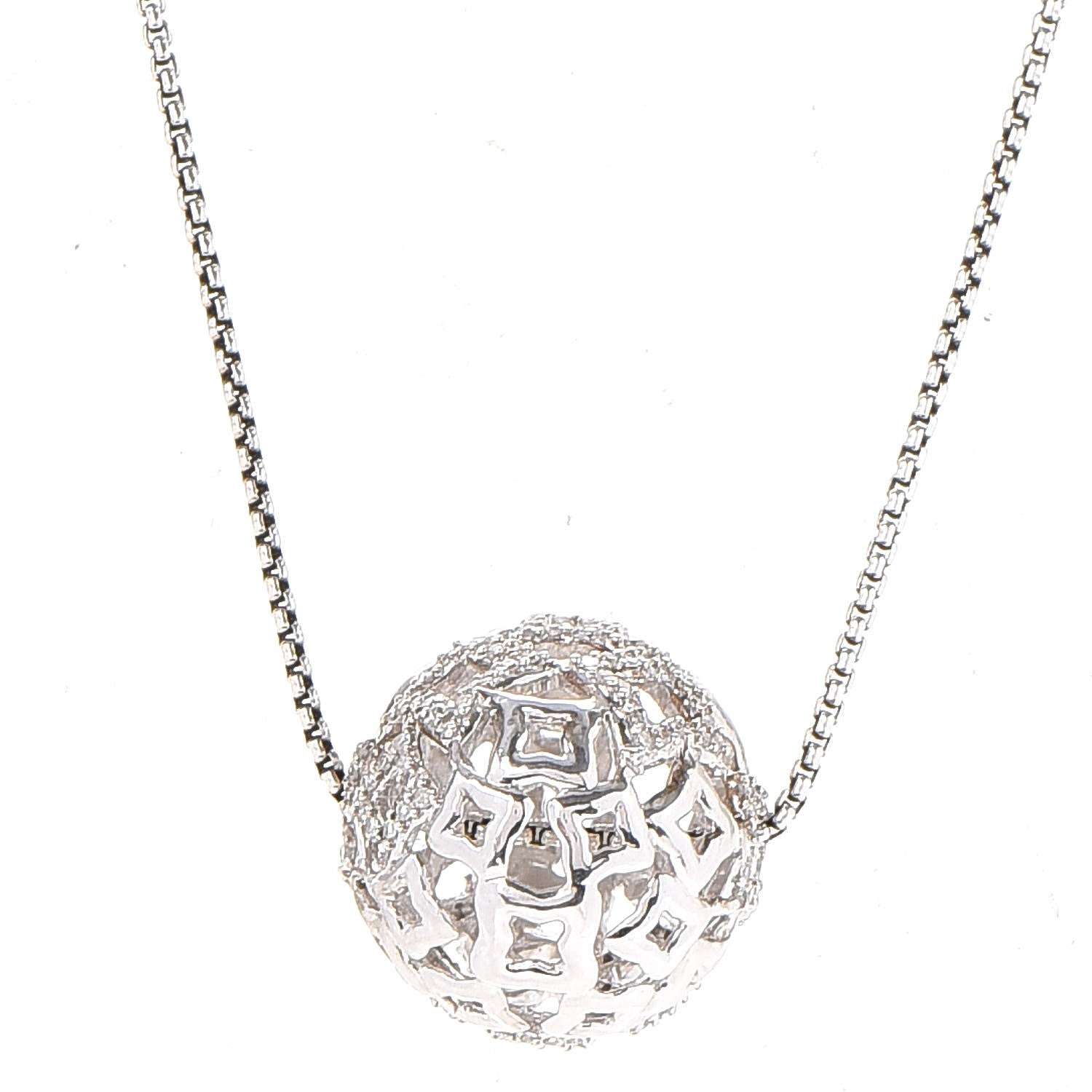 David Yurman Sterling Silver Diamond Star Orb Tapestry Necklace 4 of 7