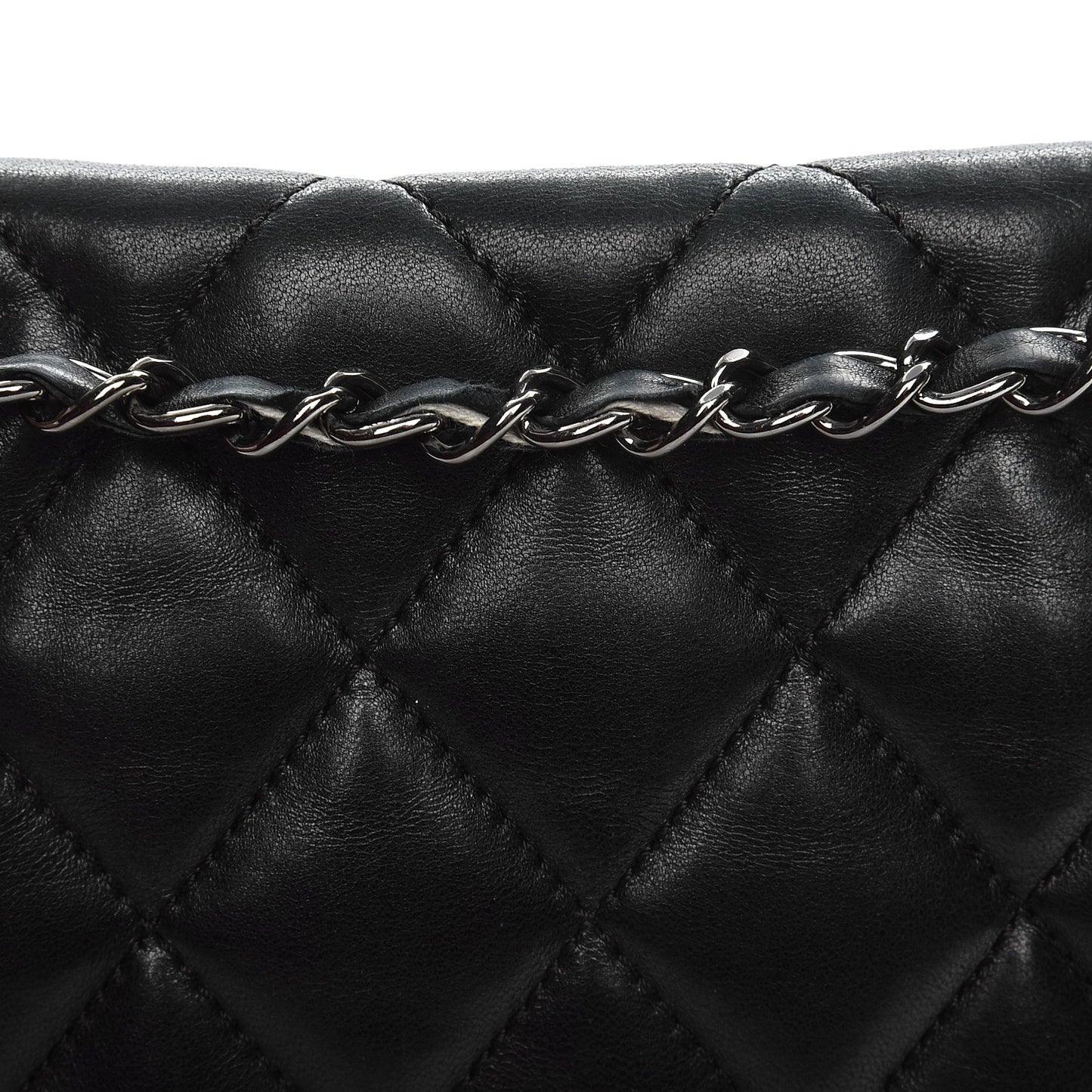 Lambskin Quilted Maxi 3 Flap Black
