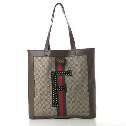 Gucci GG Supreme Monogram Web Large DIY Ophidia Vertical Shopping Tote Brown 3 of 14