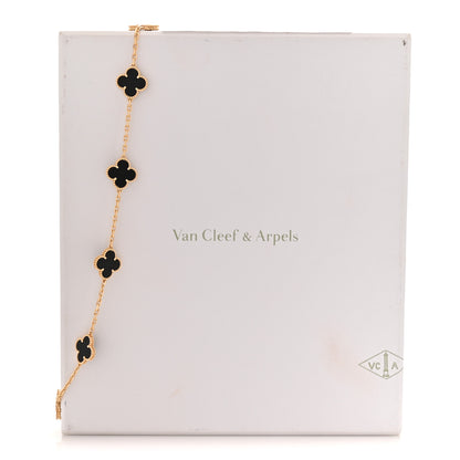Van Cleef & Arpels 18K Yellow Gold Black Onyx 10 Motifs Vintage Alhambra Necklace 7 of 7