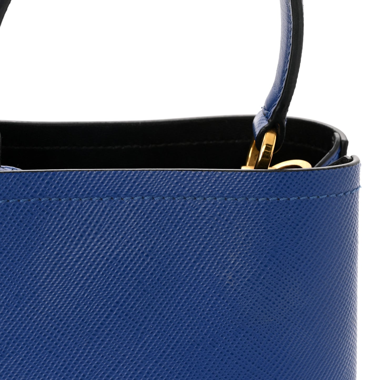 Saffiano Cuir Calfskin Small Panier Bucket Bag Inchiostro Black