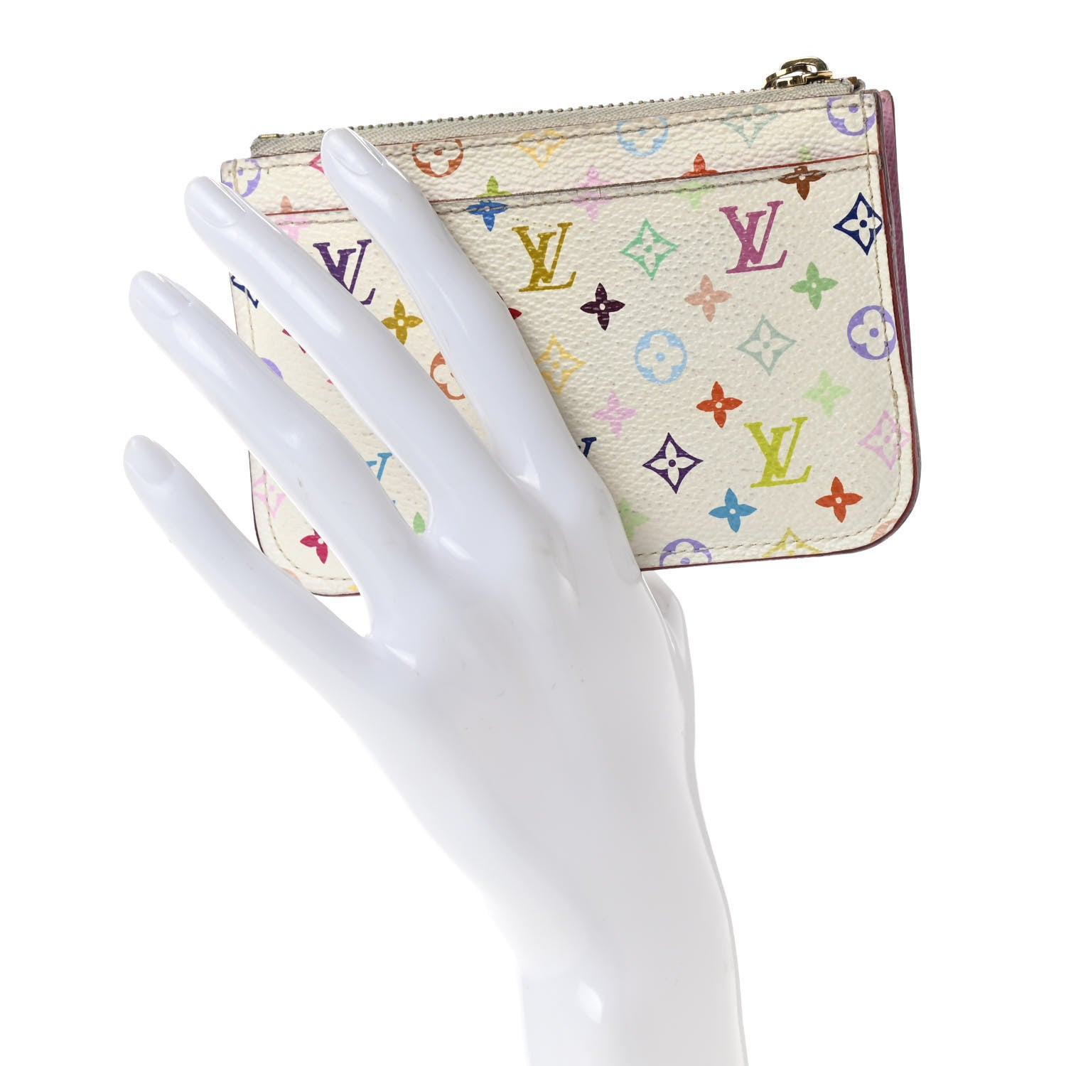 Louis Vuitton Monogram Multicolor Key Pouch White Litchi 2 of 11