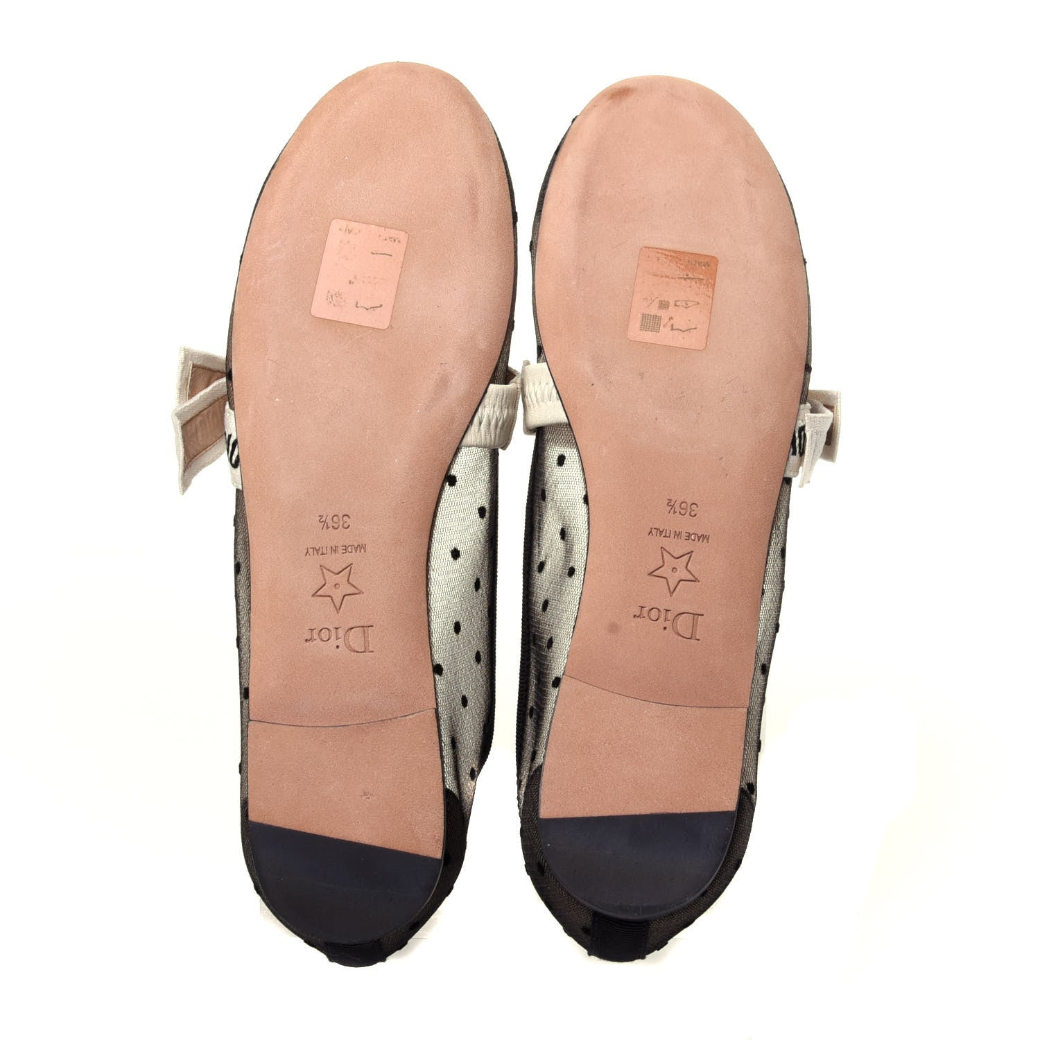 Christian Dior Swiss Tulle Dotted Miss J'Adior Ballet Pumps 36.5 Black Nude 7 of 11