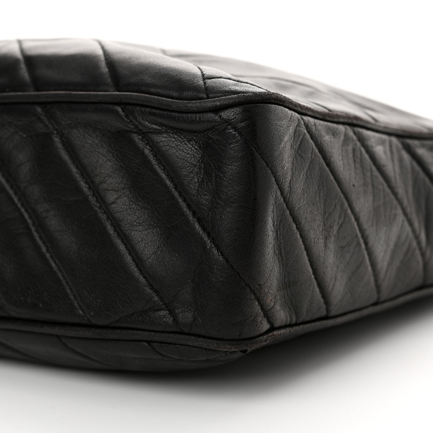 Chanel Lambskin Chevron Quilted Tassel Camera Case Black 11 of 12