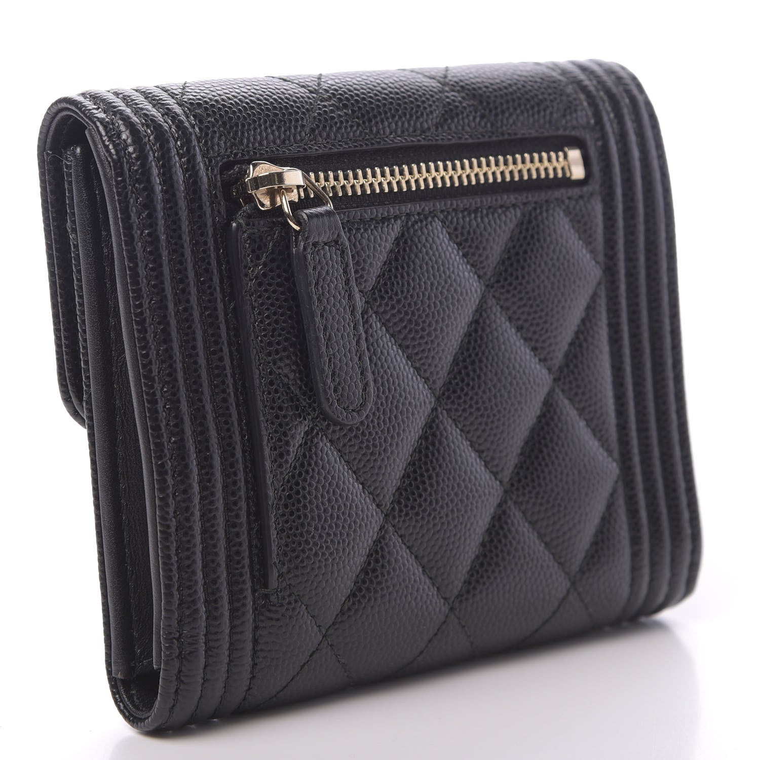 Chanel Caviar Quilted Compact Boy Wallet Black 3 of 9