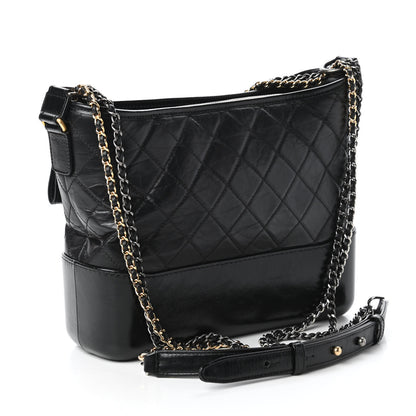 Chanel Aged Calfskin Quilted Medium Gabrielle Hobo Black 3 of 10