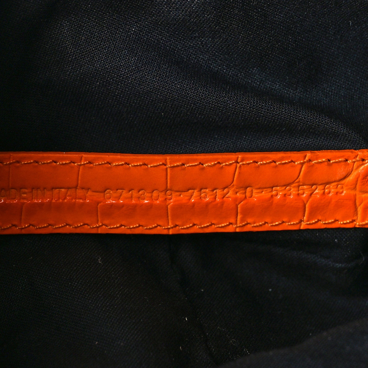 Extra Supple Calfskin Crocodile Embossed Le Cagole Shoulder Bag XS Pop Orange