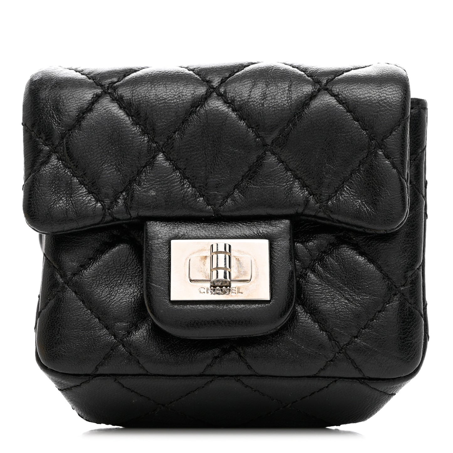 Calfskin Quilted 2.55 Ankle Wrist Bag Black