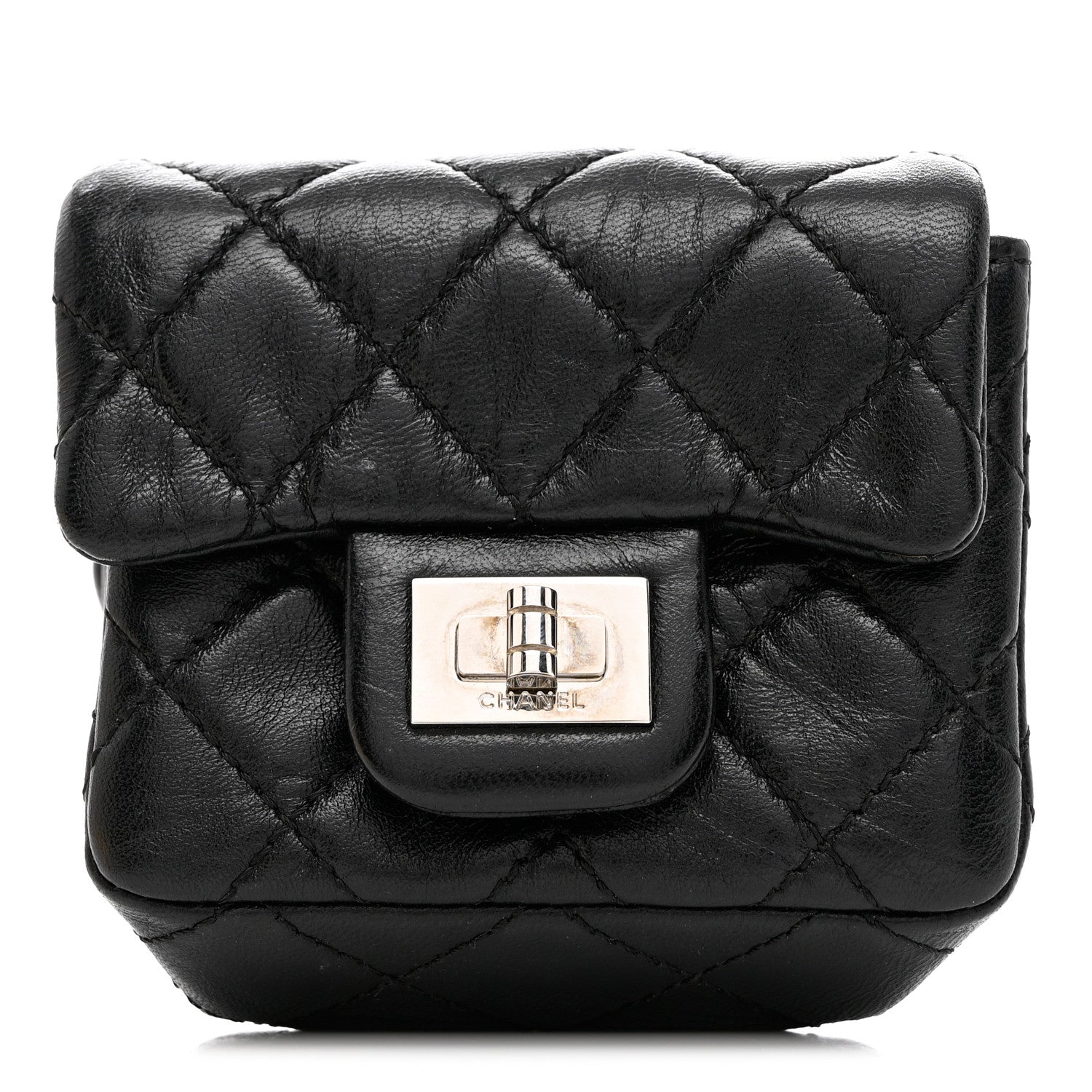 Chanel Calfskin Quilted 2.55 Ankle Wrist Bag Black 1 of 10