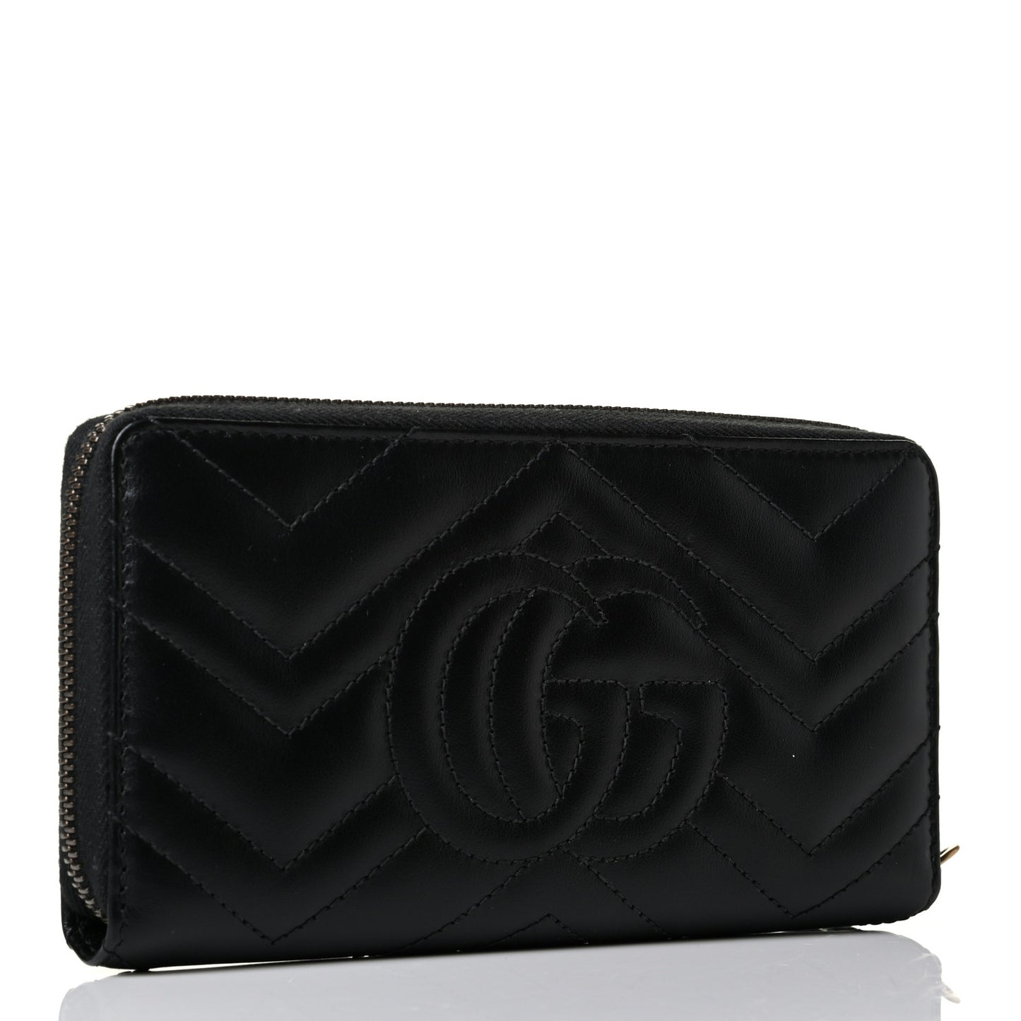 Calfskin Matelasse GG Marmont Zip Around Wallet Black