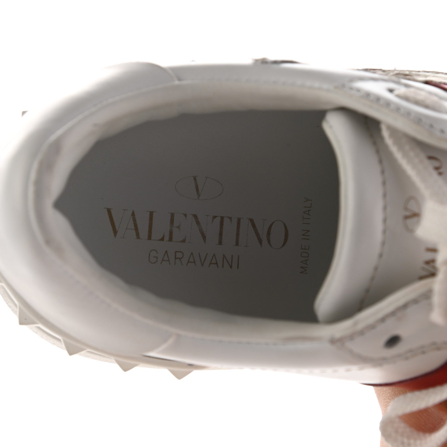 Valentino Garavani Metallic Calfskin Flames Womens Rockstud Open Sneakers 37 White Red 7 of 8