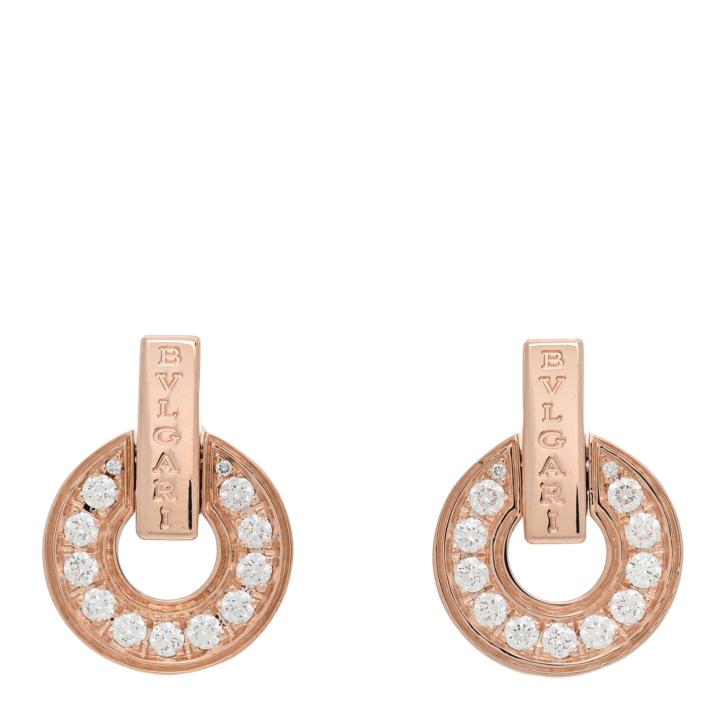 18K Rose Gold Diamond BVLGARI BVLGARI Openwork Earrings