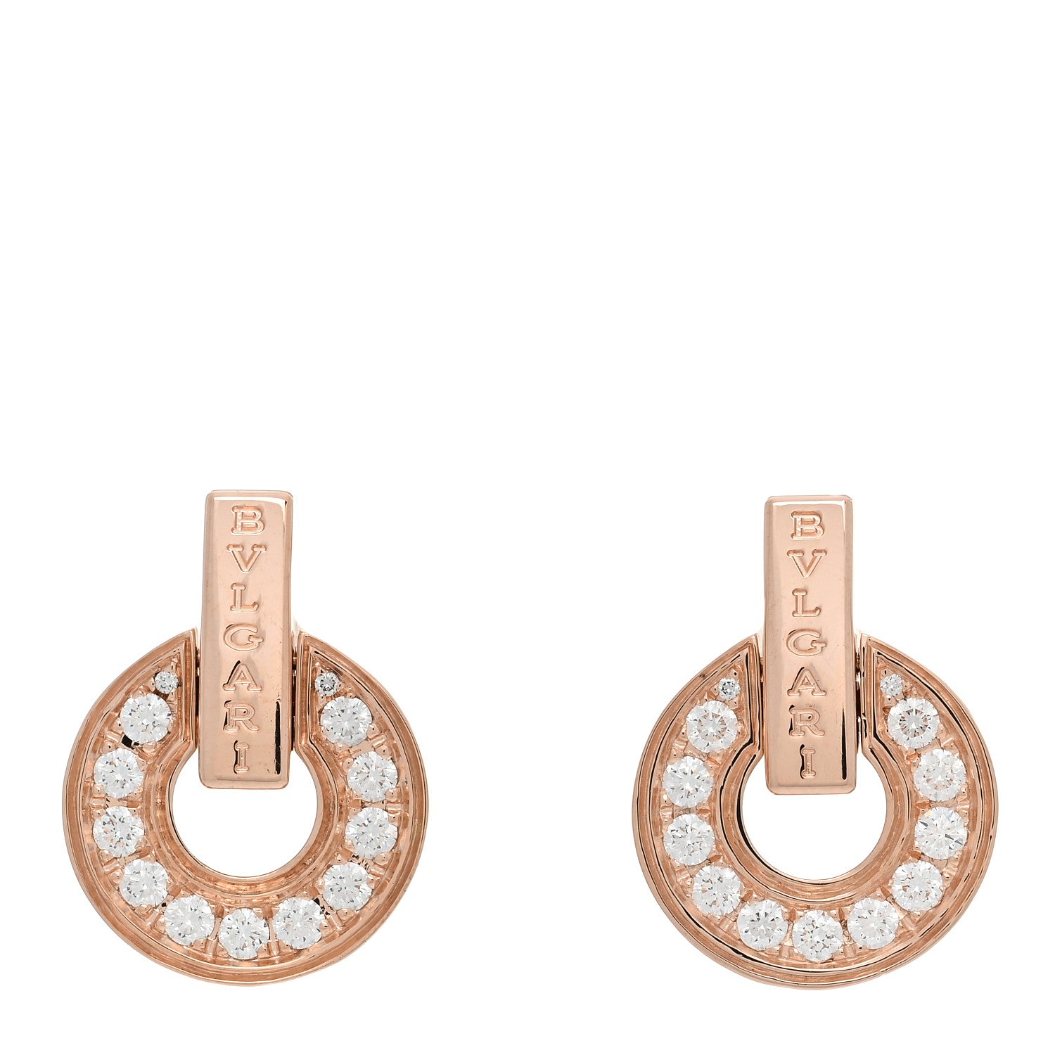 Bulgari 18K Rose Gold Diamond BVLGARI BVLGARI Openwork Earrings 1 of 6