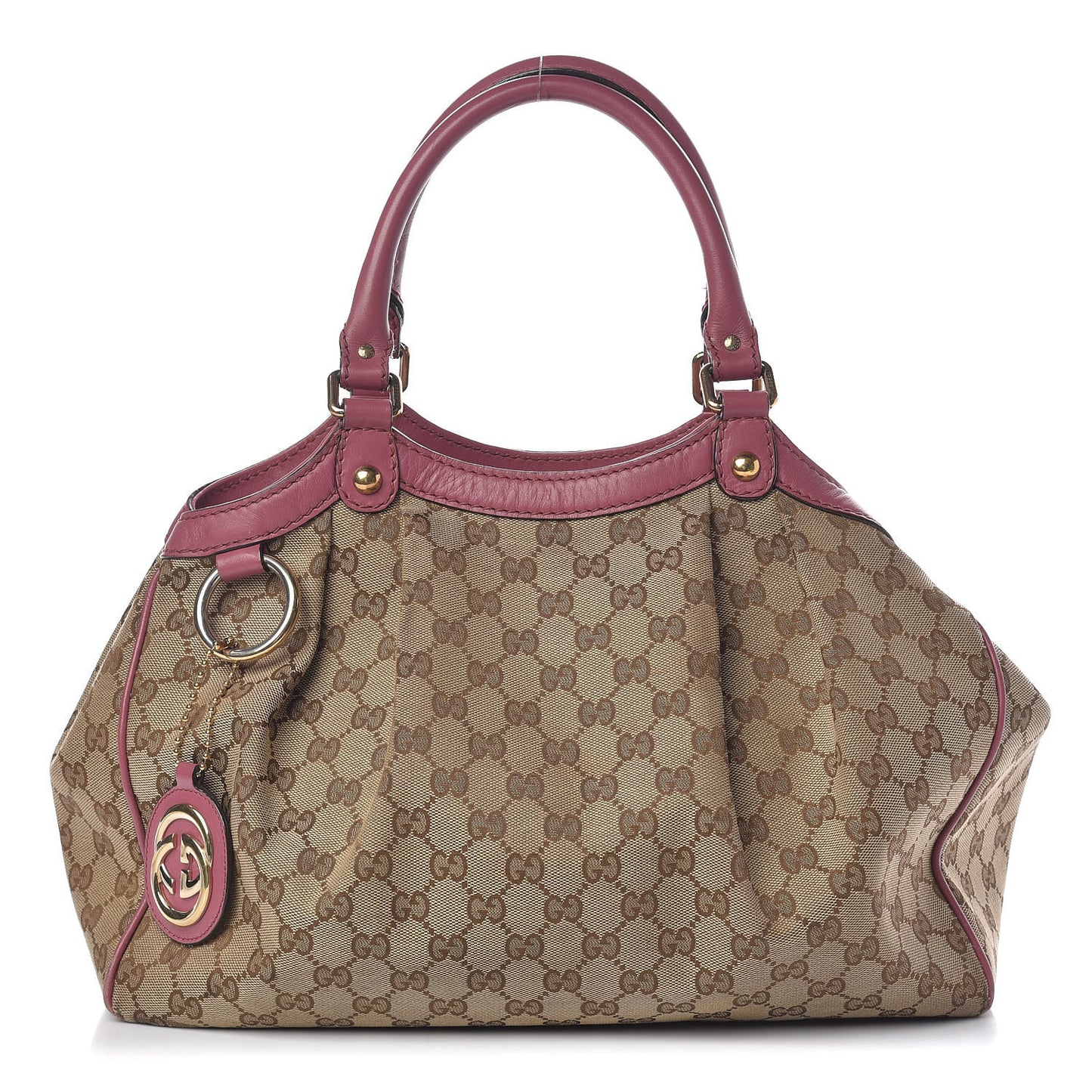 Monogram Margaux Calfskin Medium Sukey Tote Beige Ebony Vintage Rose