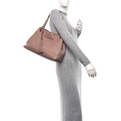 Gucci Pebbled Calfskin Medium Soho Chain Shoulder Bag Dark Cipria 2 of 9