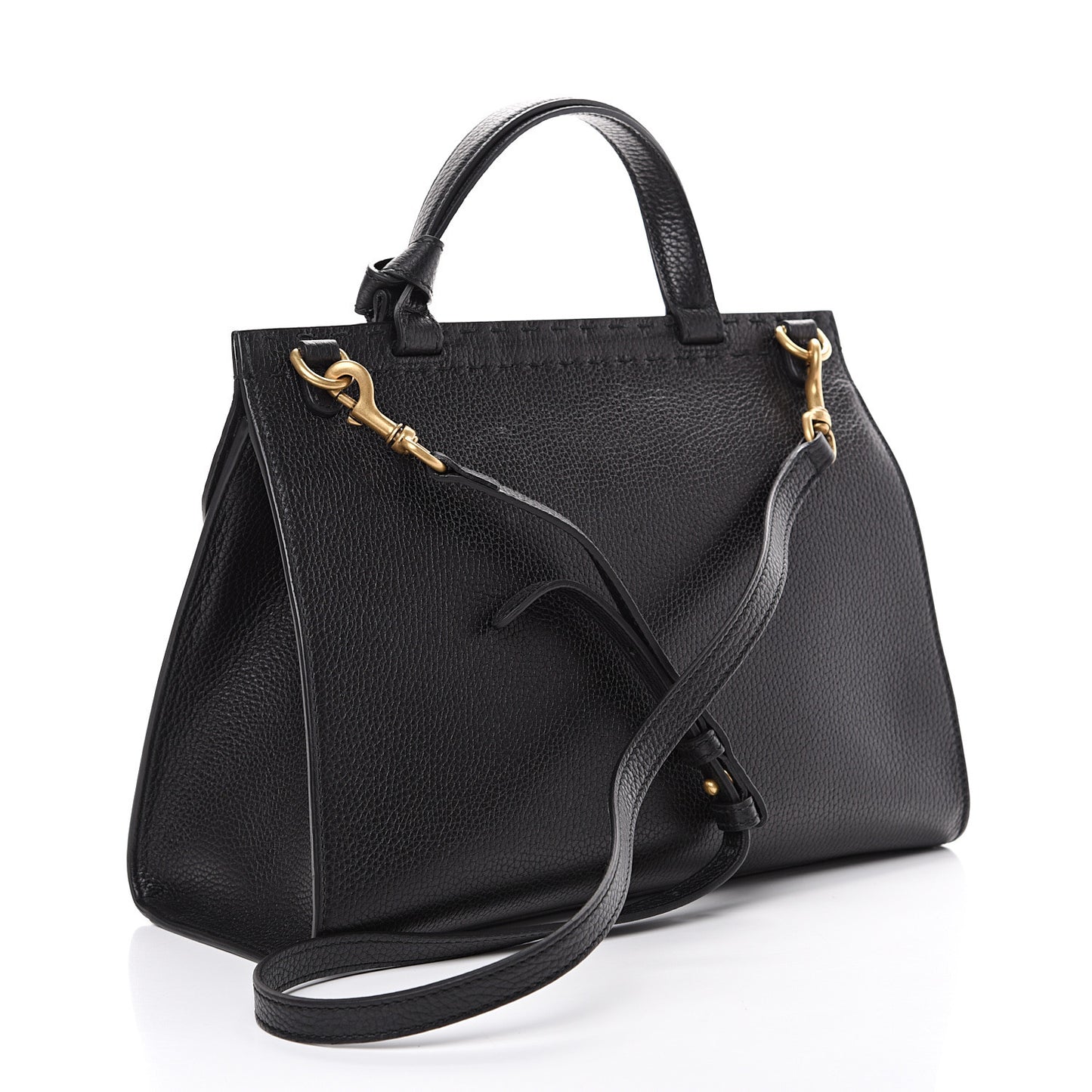 Calfskin Small GG Marmont Top Handle Bag Black