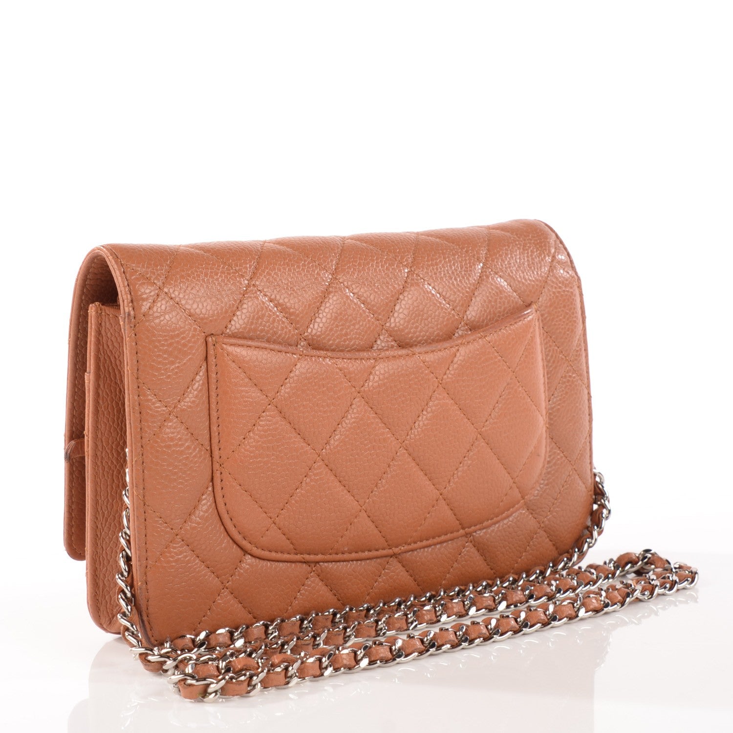 Chanel Caviar Quilted Wallet On Chain WOC Light Brown 3 of 8