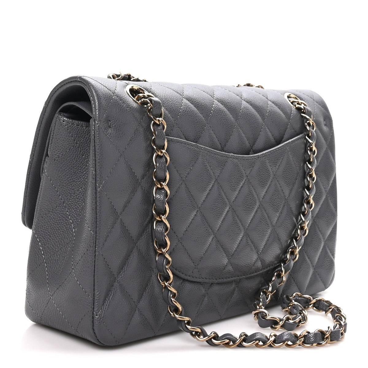 Chanel Caviar Quilted Medium Double Flap Dark Grey 3 of 10
