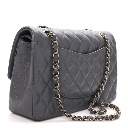 Chanel Caviar Quilted Medium Double Flap Dark Grey 3 of 10