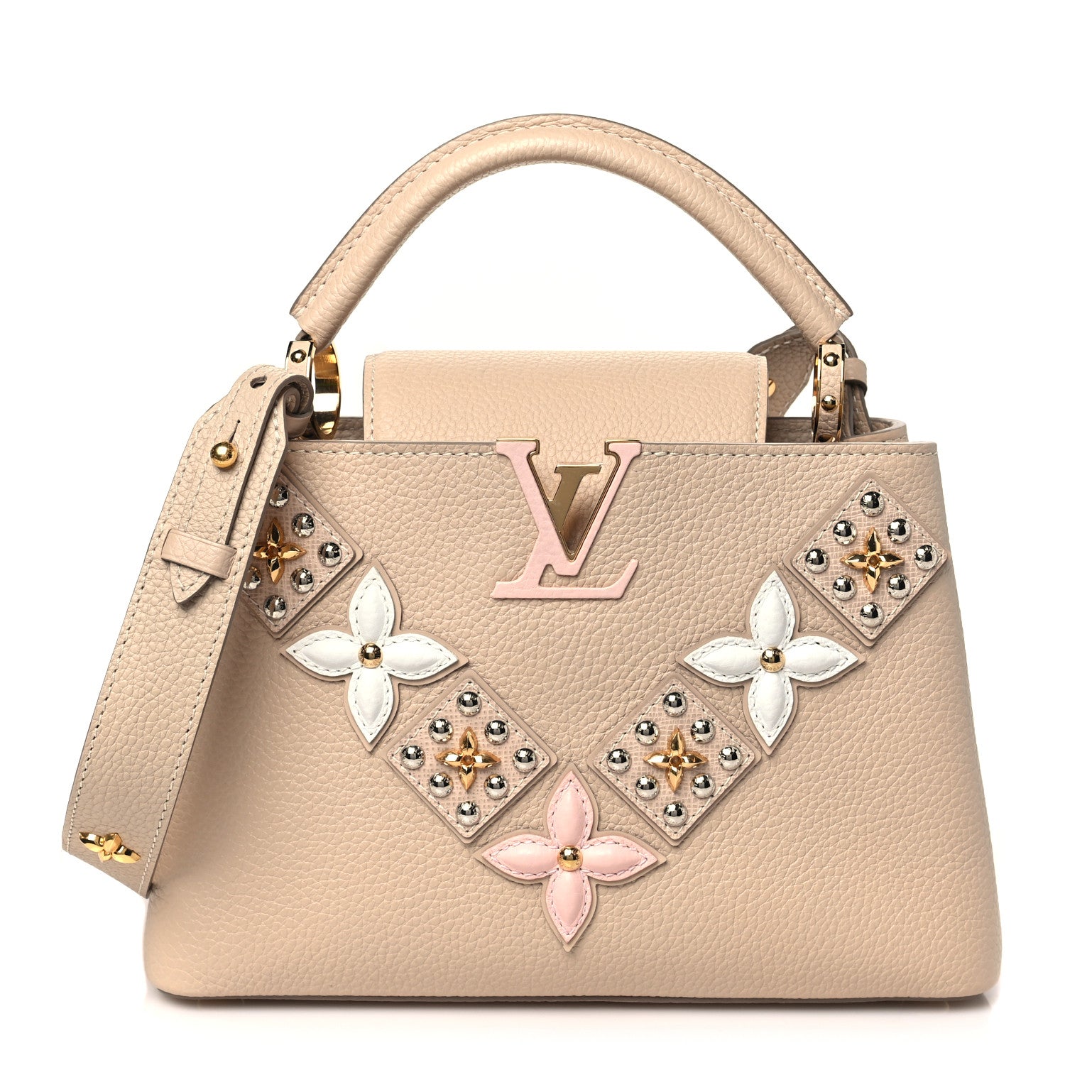 Louis Vuitton Taurillon Mechanical Flowers Smile Capucines BB Beige 1 of 9