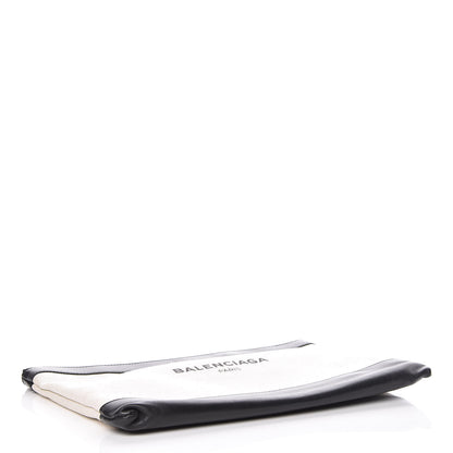 Balenciaga Calfskin Cotton Canvas Logo Clutch Black 4 of 9
