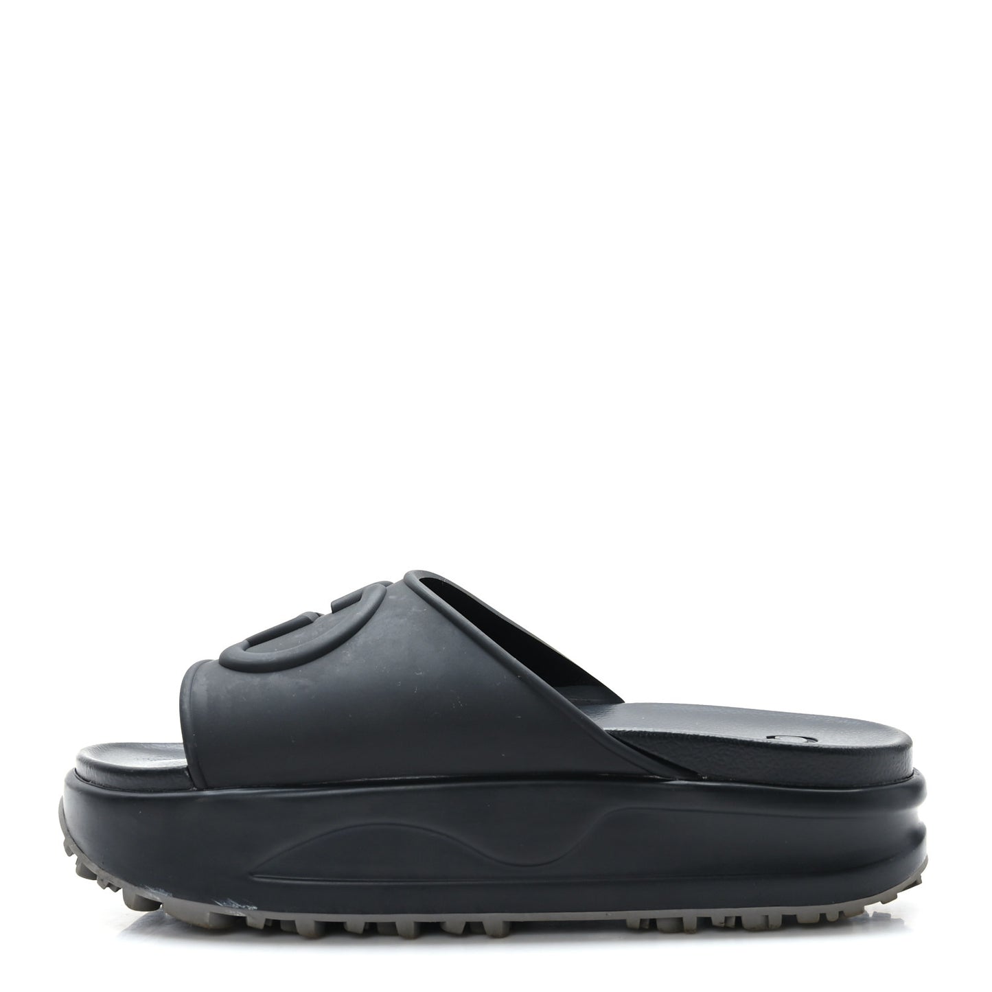 Soft Rubber Womens Interlocking G Platform 42mm Slide Sandals 39 Black