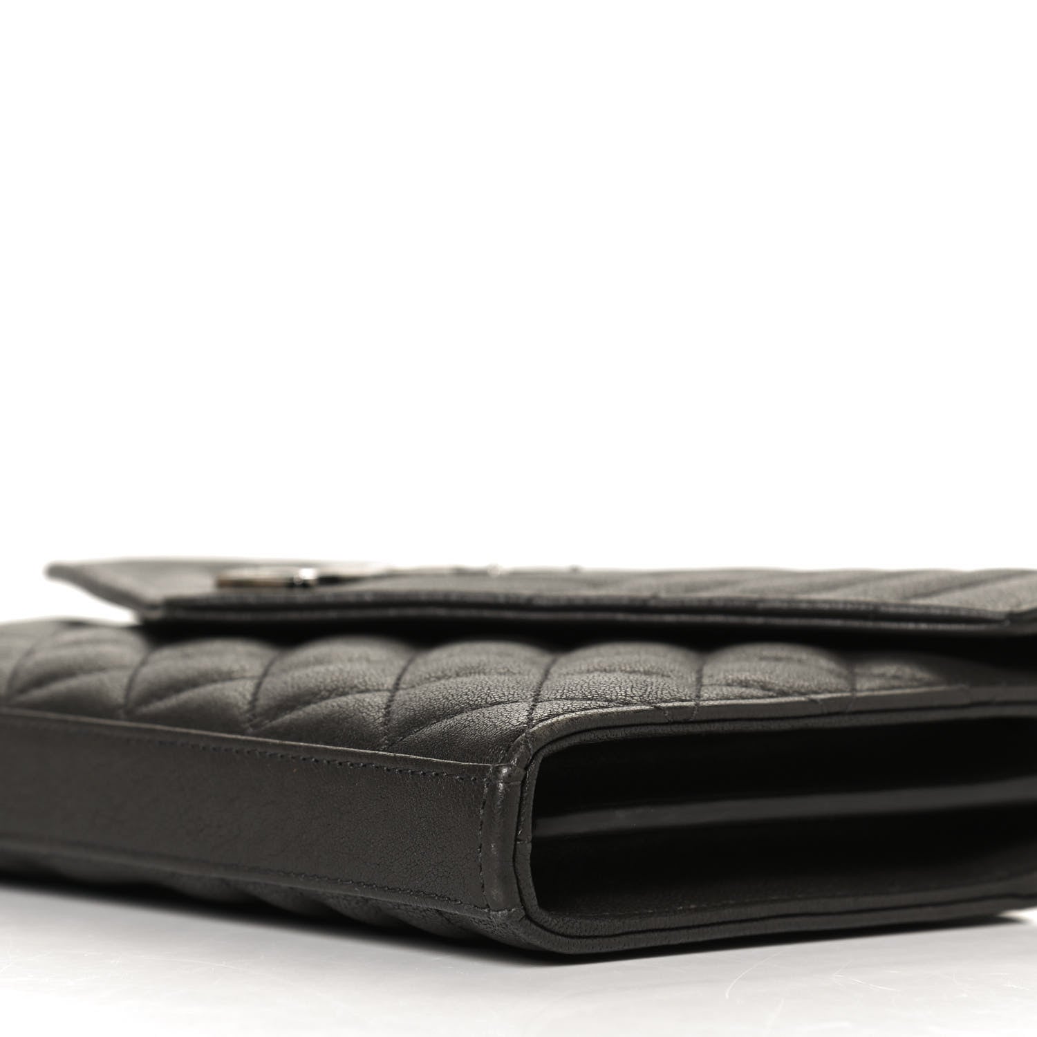Saint Laurent Sheepskin Tri-Quilt Monogram Envelope Chain Wallet Earth 5 of 10