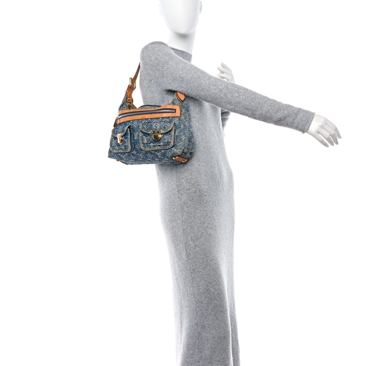 Louis Vuitton Monogram Denim Baggy PM Blue 2 of 13