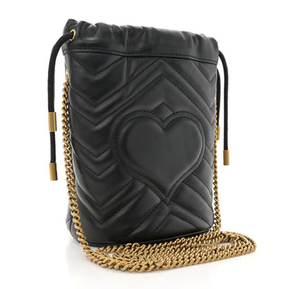 Gucci Calfskin Matelasse Mini GG Marmont 2.0 Bucket Bag Black 3 of 10