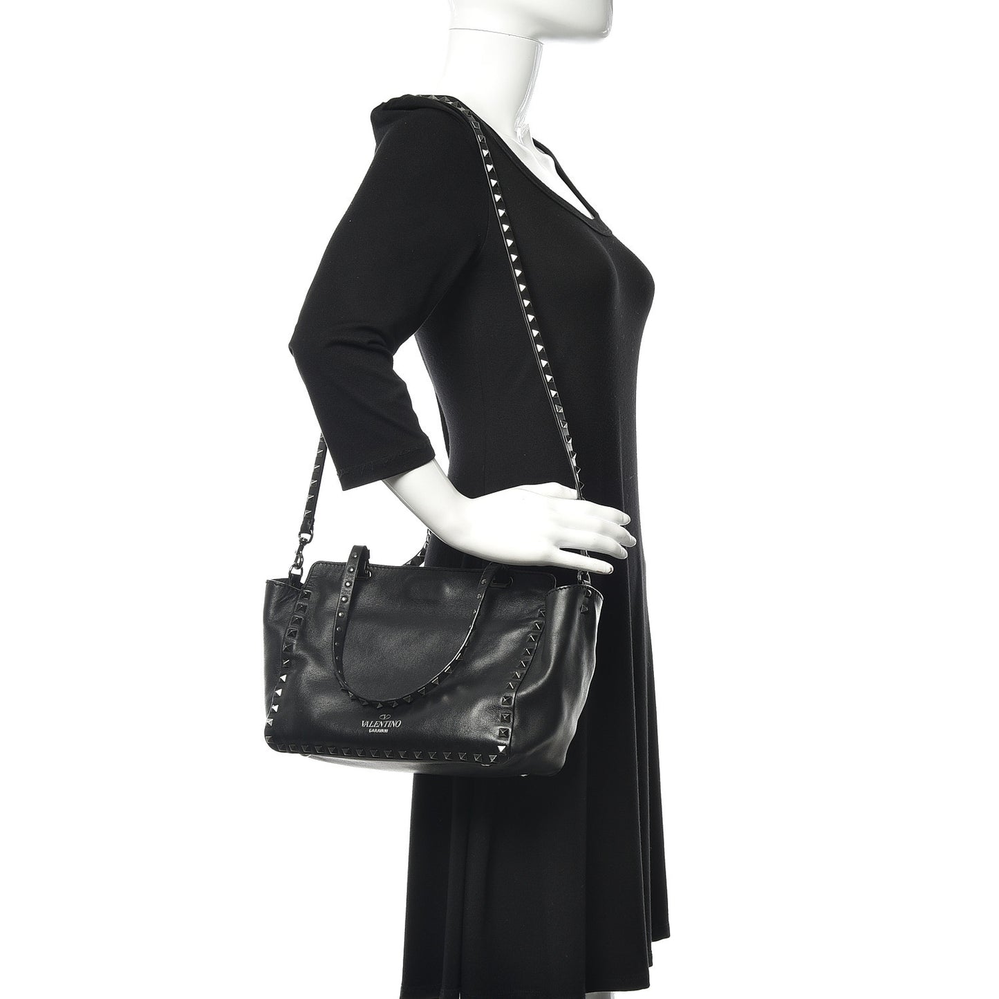 Vitello Small Rockstud Tote Black