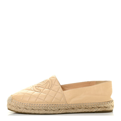 Chanel Lambskin Quilted CC Espadrilles 39 Beige 1 of 10