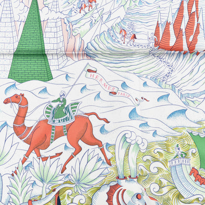 Hermes Silk Cosmographia Universalis Scarf 90 White Vert Corail 2 of 3